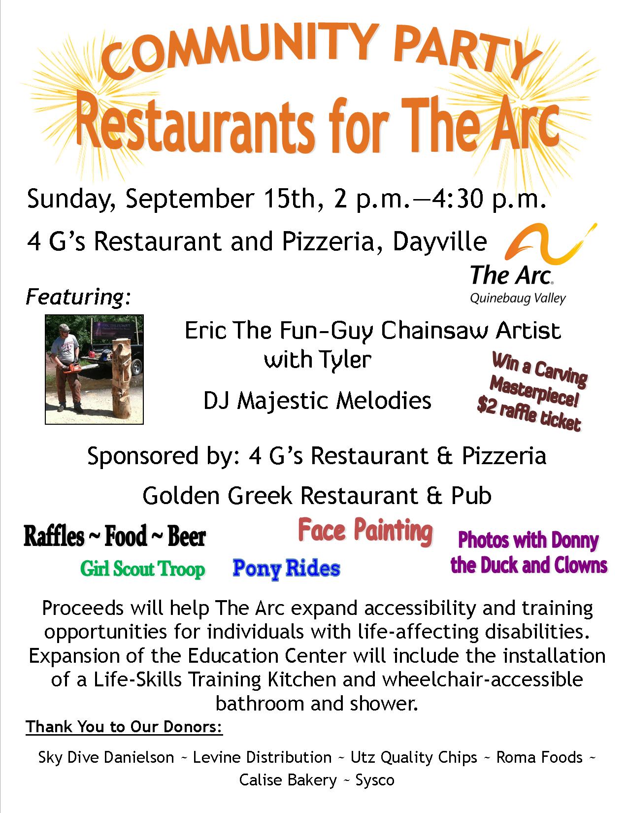 Community Party Restaurants for The Arc